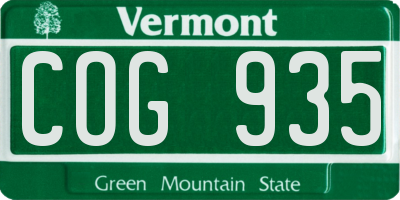 VT license plate COG935
