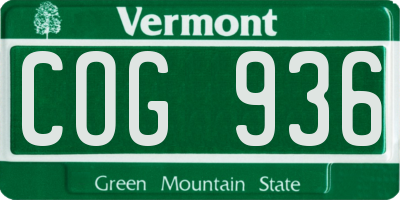 VT license plate COG936