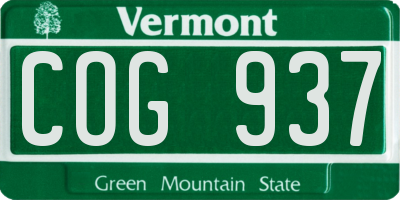 VT license plate COG937