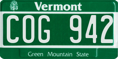 VT license plate COG942