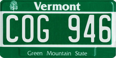 VT license plate COG946