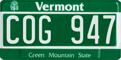 VT license plate COG947