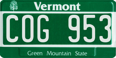 VT license plate COG953