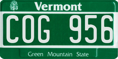 VT license plate COG956