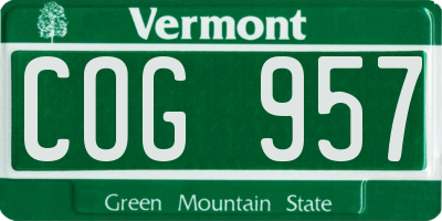 VT license plate COG957