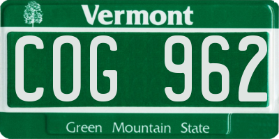 VT license plate COG962
