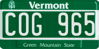 VT license plate COG965