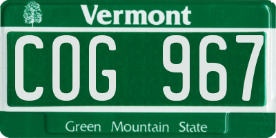 VT license plate COG967
