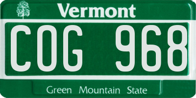 VT license plate COG968