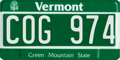 VT license plate COG974