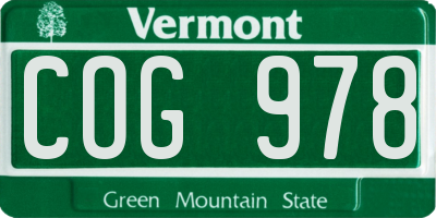 VT license plate COG978