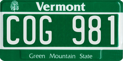 VT license plate COG981