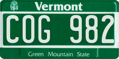 VT license plate COG982