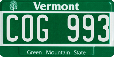 VT license plate COG993