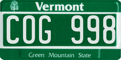 VT license plate COG998