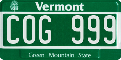 VT license plate COG999
