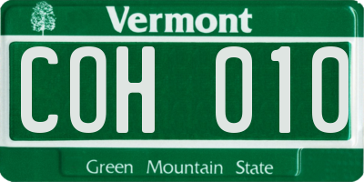 VT license plate COH010