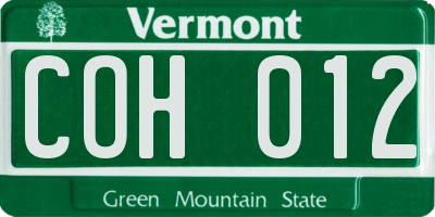 VT license plate COH012