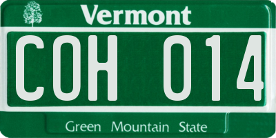 VT license plate COH014