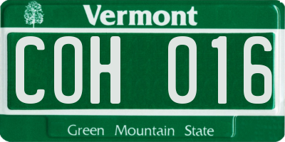 VT license plate COH016