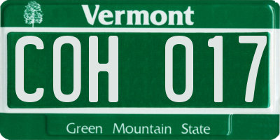 VT license plate COH017