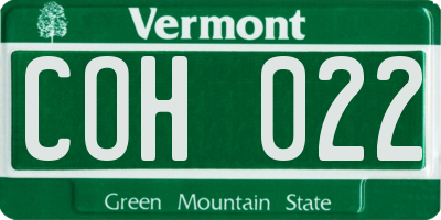 VT license plate COH022