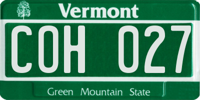 VT license plate COH027