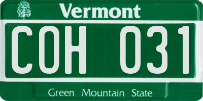 VT license plate COH031