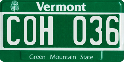 VT license plate COH036