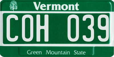VT license plate COH039