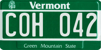 VT license plate COH042