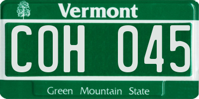 VT license plate COH045