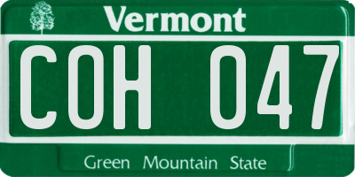 VT license plate COH047