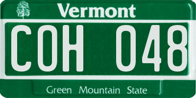 VT license plate COH048