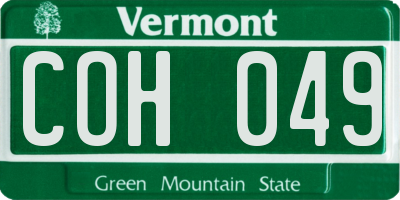 VT license plate COH049