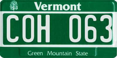 VT license plate COH063