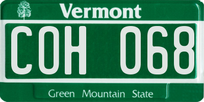 VT license plate COH068