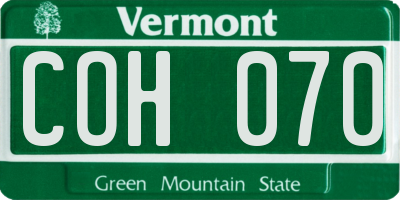 VT license plate COH070