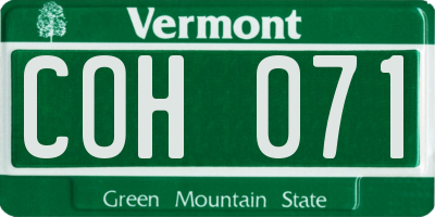 VT license plate COH071