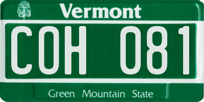 VT license plate COH081