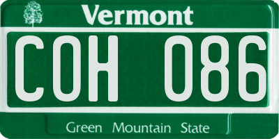 VT license plate COH086