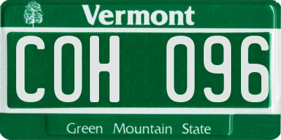 VT license plate COH096