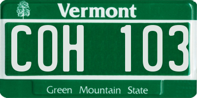 VT license plate COH103