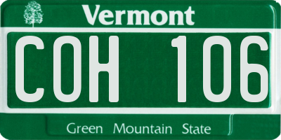VT license plate COH106