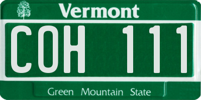 VT license plate COH111