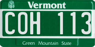 VT license plate COH113