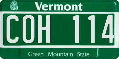 VT license plate COH114