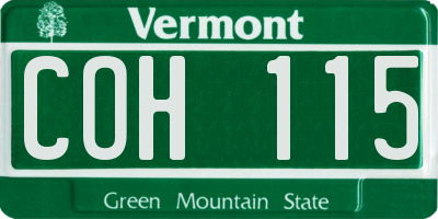VT license plate COH115