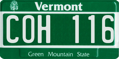 VT license plate COH116