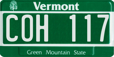 VT license plate COH117